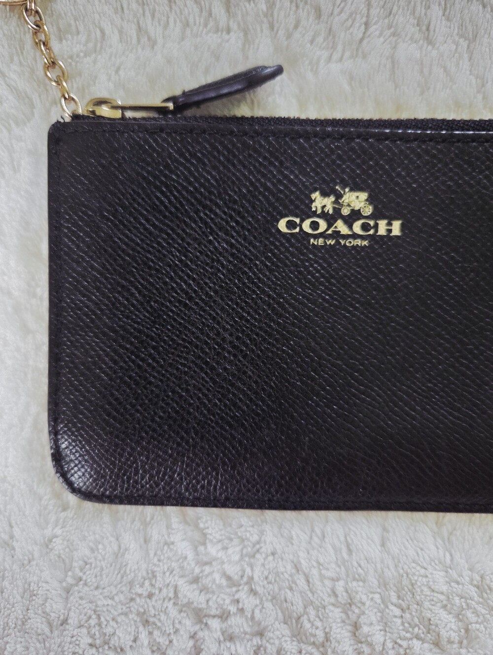 COACH ✨️ Women's Black Leather Zip Card Case with Key Ring - Picture 3 of 13